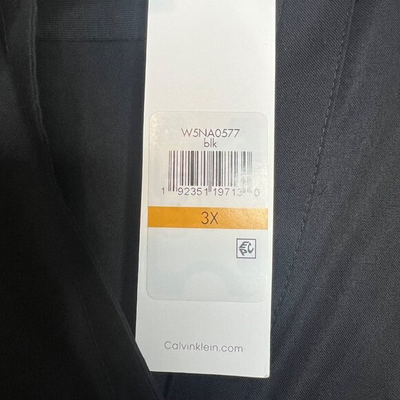 Calvin Klein Long Sleeve Top Plus Size 3X Black Mixed Media V-Neck Button NWT - Picture 3 of 10